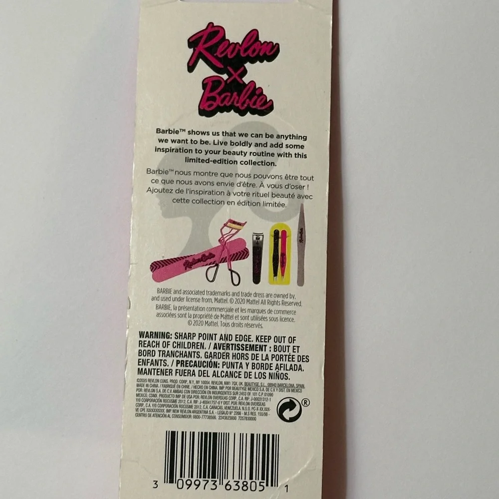 New Revlon X Barbie Slant and Point Tweezer Set Travel Pouch Pink Beauty Tools - Picture 6 of 6